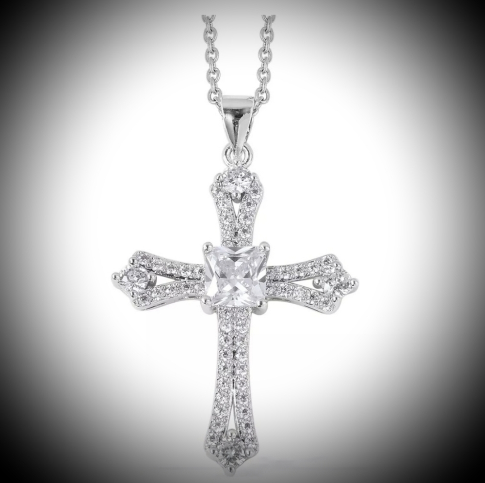 Simulated Diamond Pendant & Necklace
